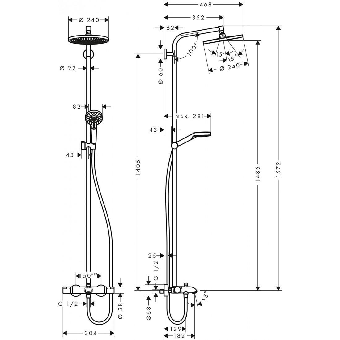 [MADE IN GERMANY]Bộ Sen Vòi Hansgrohe 27320000 Crometta S 240, Chất Liệu Thép Không Gỉ Cao Cấp, Sang Trọng