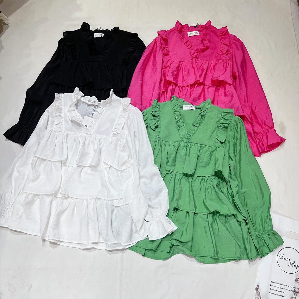 Áo bèo tầng babydoll xanh bơ nhiều màu Lovi