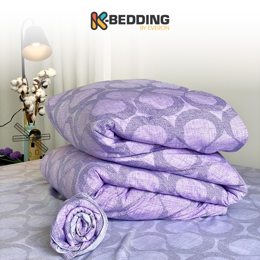 Chăn bốn mùa Hàn Quốc K-Bedding by Everon MicroTencel Xám Phối Tím KMTP116 180*200cm