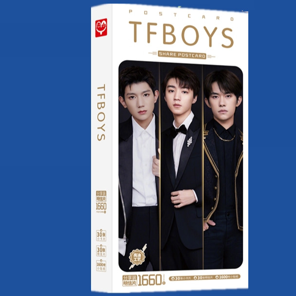 Postcard hộp bưu thiếp TFBoys tặng vòng tay chỉ đỏ may mắn