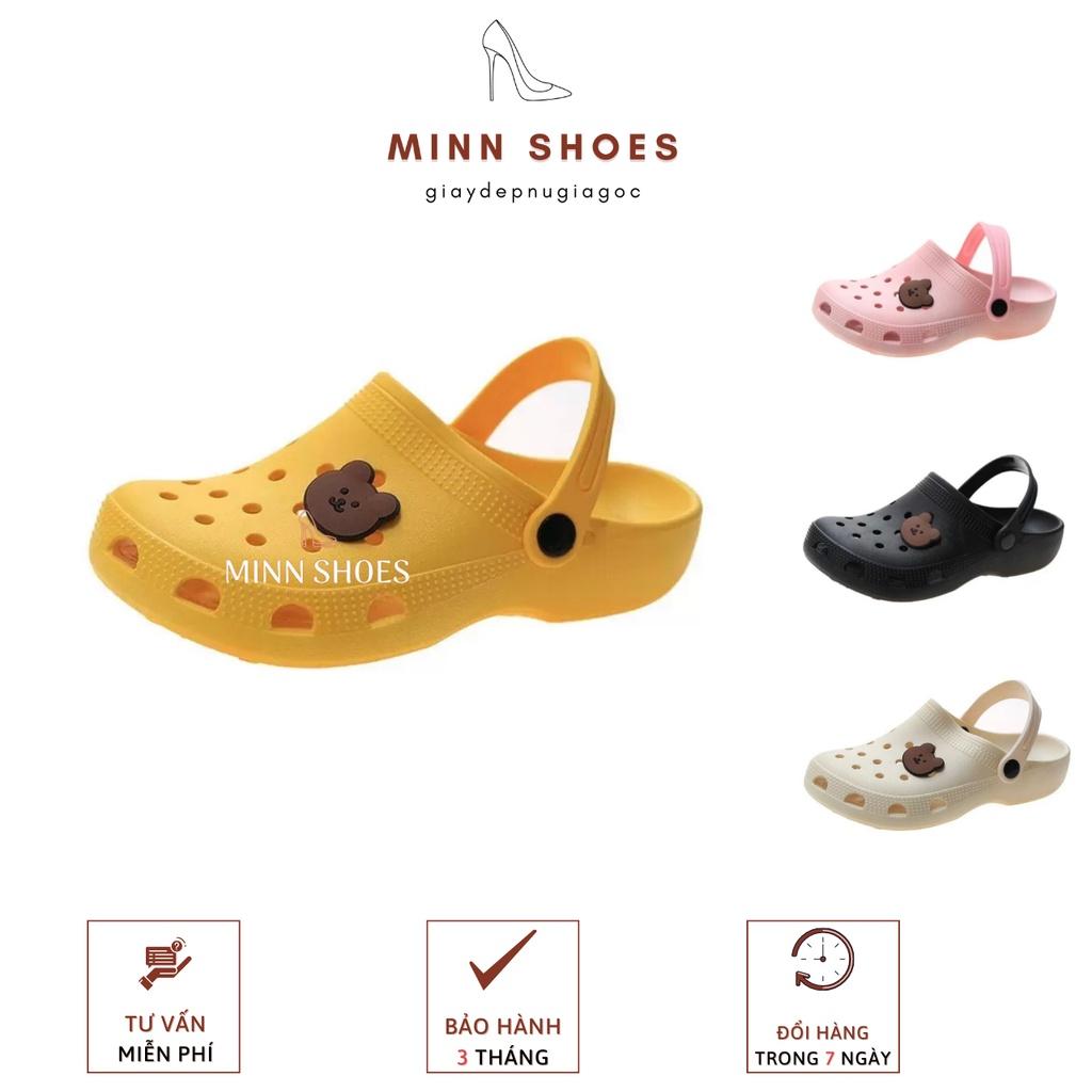 Dép sục gấu lỗ thông hơi đi mưa siêu nhẹ nam nữ MINN SHOES