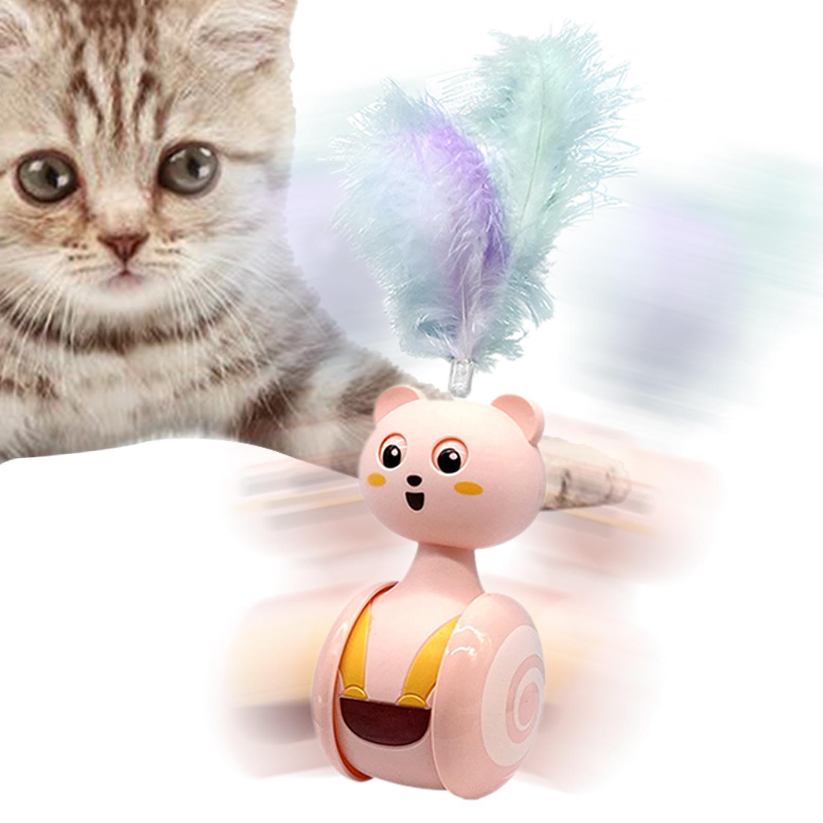 Cat Toys Funny Automatic Rotating Cat Tumbler Feather Pink