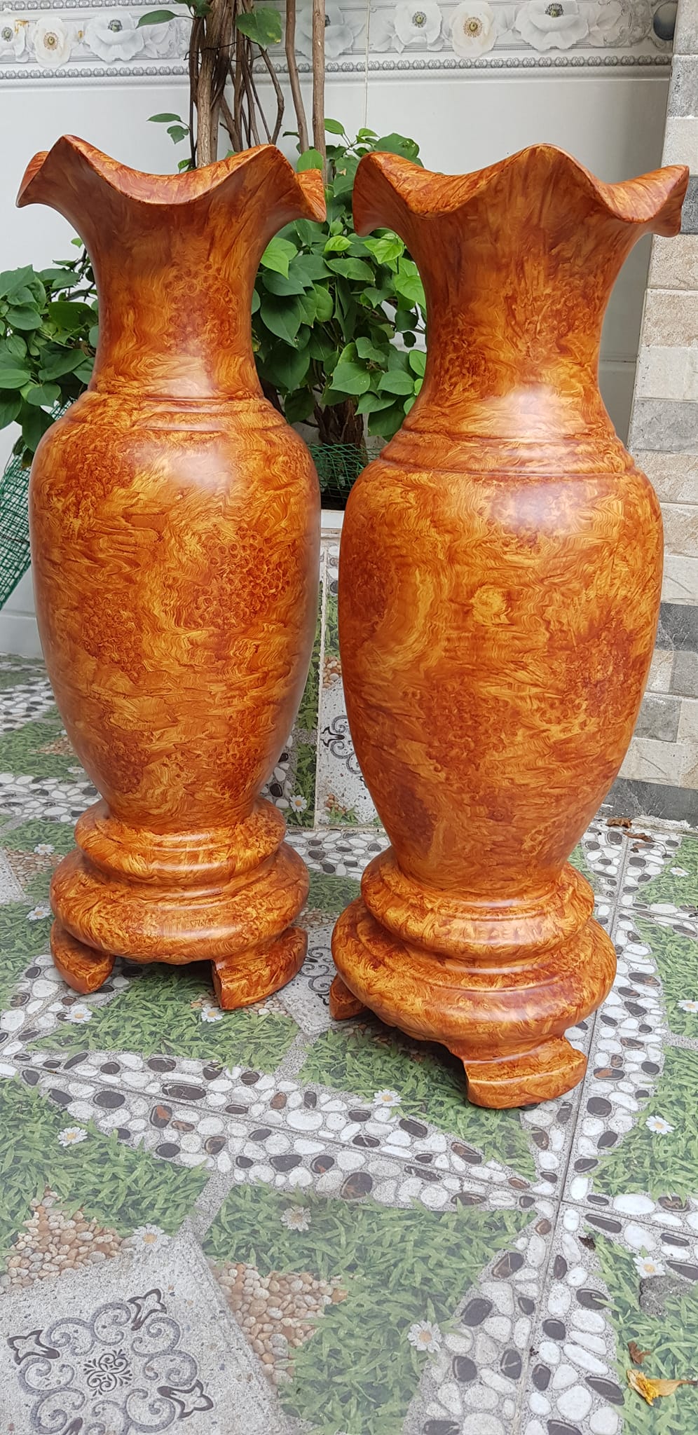 Cặp Bình Gỗ nu gõ hay gõ vẽ nu cao tròn đều đẹp cao 60cm x đk 20cm ý nghĩa bình an , phú quý Anh Chị trưng phòng khách nhà, công ty, bàn thờ thần tài to đẹp ạ