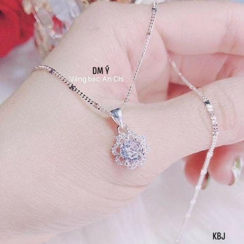 Vòng cổ nữ mặt tim bạc 925 đính đá trẻ trung cá tính, Anchi jewelry