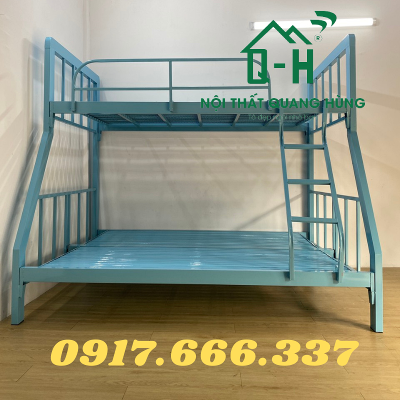 GIƯỜNG TẦNG SẮT HỘP 4X8 MÀU XANH DƯƠNG SIZE 1M2X1M6 DÀNH CHO GIA ĐÌNH