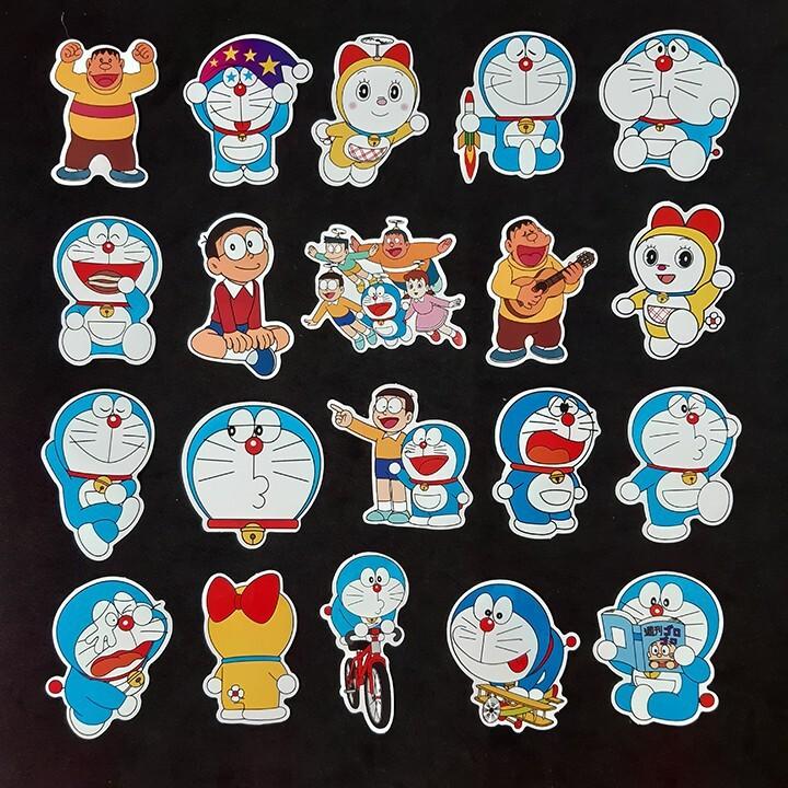 BỘ STICKER DORAEMON 60 miếng - Dùng dán Xe, dán mũ bảo hiểm, dán Laptop…