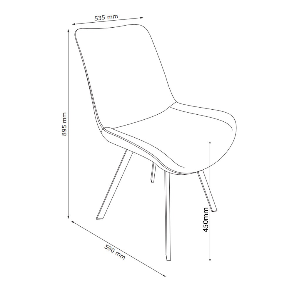 Ghế bàn ăn | JYSK Hygum | kim loại/PU/polyester | nhiều màu | R54xS59xC86cm