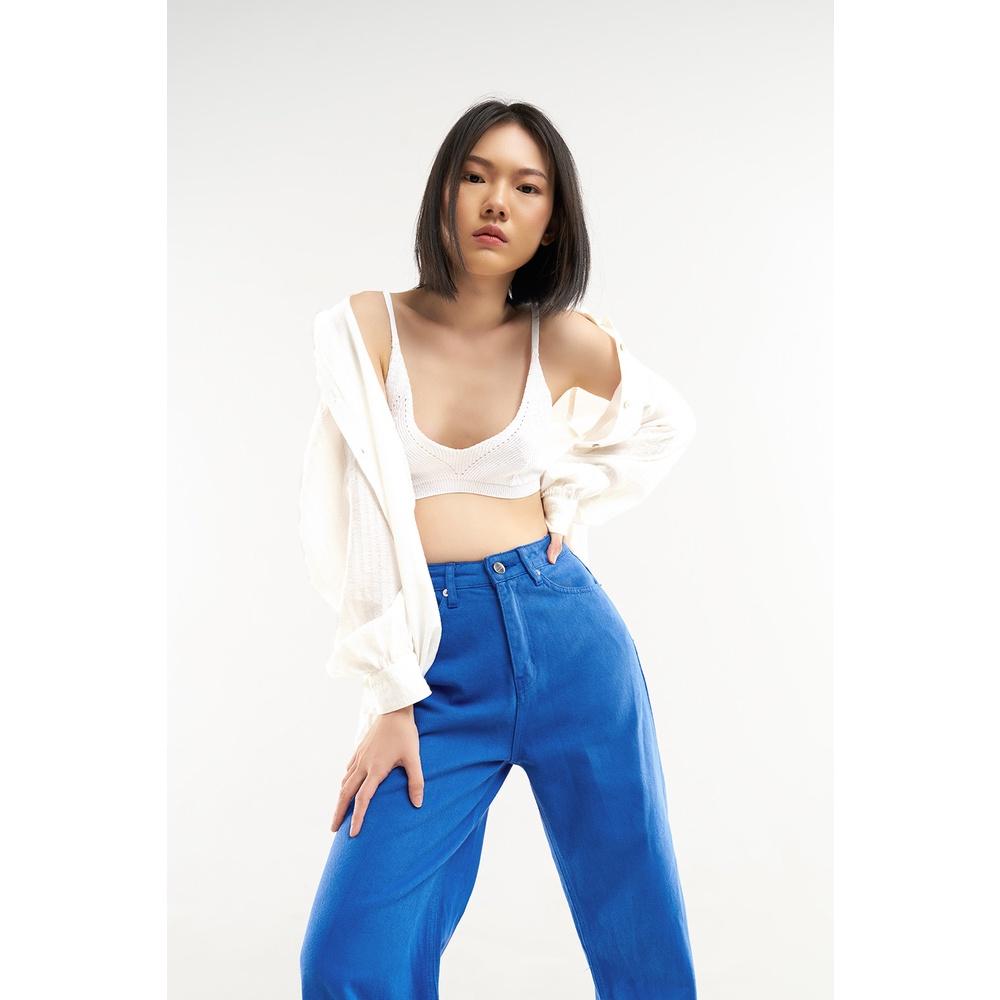 DOTTIE - Quần jeans dài ống rộng nữ xanh dương Q0282