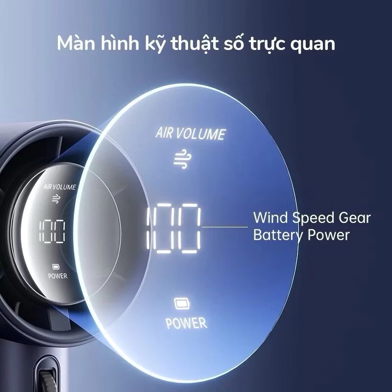 Quạt Cầm Tay Mini GDV GS5 Turbo 100 Cấp Gió, Màn Hình LED - Màu Ngẫu Nhiên - Hàng Chính Hãng