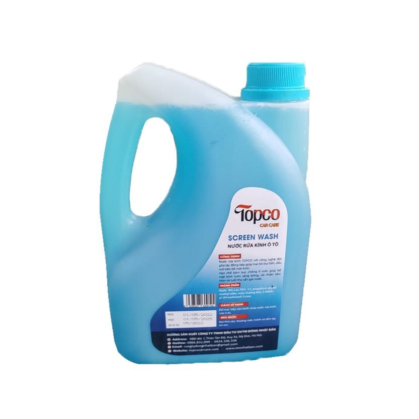 Nước rửa kính ô tô Topco rửa sạch nhanh không để lại cặn can 2,7 lít