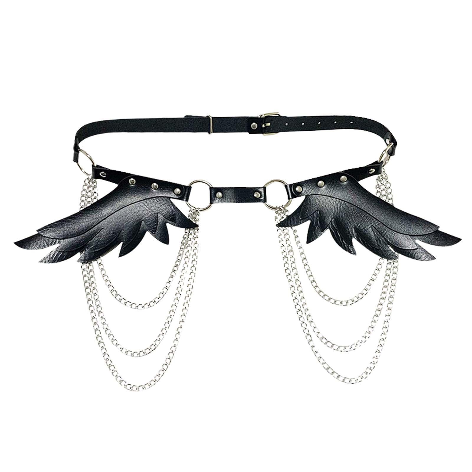 Punk Waist Chain Belt with Wing Punk Rock Belt for Pants Cosplay Rave Outfit