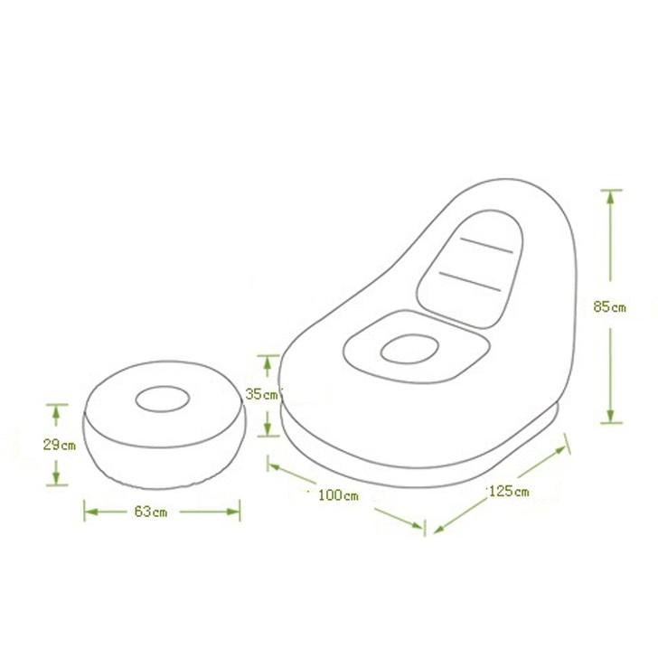 Ghế hơi tựa lưng bọc nhung Jilong + Tặng bơm điện (Nâu)