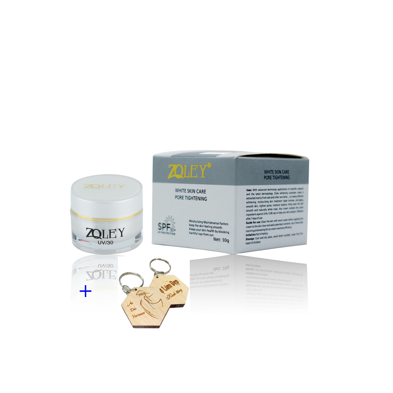 Kem Dưỡng Trắng Da Và Se Khít Lỗ Chân Lông Zoley 10g - Da sáng hồng, hiệu quả rõ rệt sau 2-3 tuần sử dụng + Tặng kèm móc khoá CLĐ
