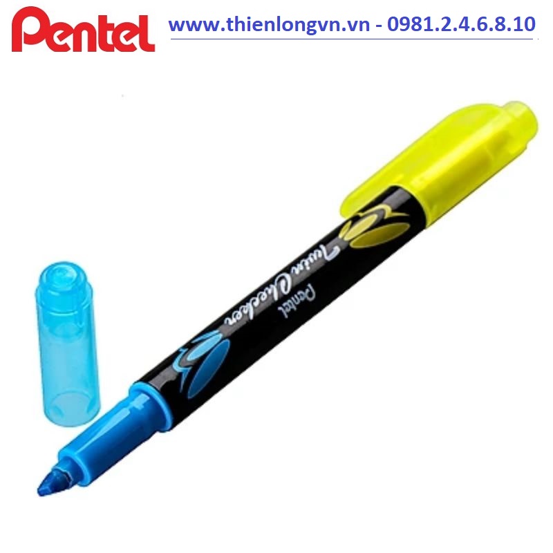 Bút nhớ dòng 2 đầu Pentel – SLW8 màu vàng - xanh biển