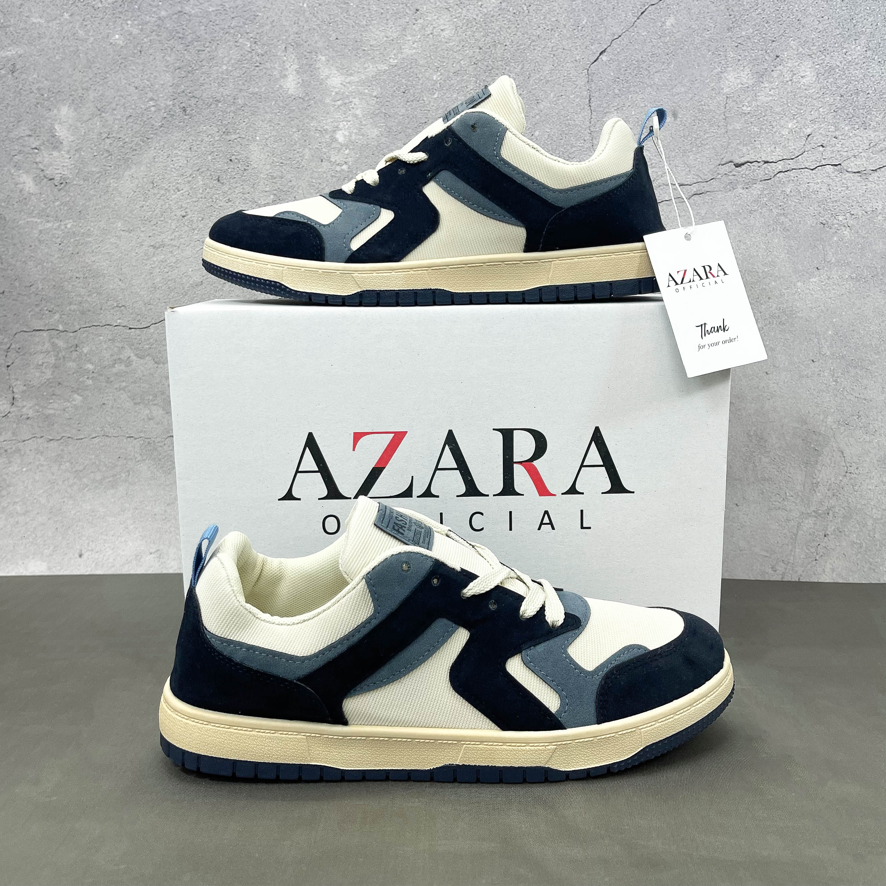 Giày Thể Thao Nam AZARA - Sneaker Màu Xanh - Màu Đen , Phong cách trẻ trung, Đế Bằng, Chất Vải Canvas Cao Cấp - G5553