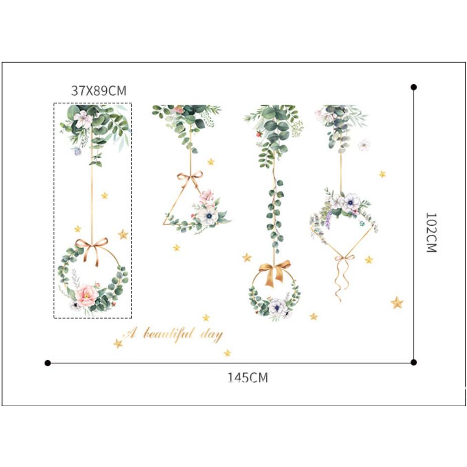 Decal trang trí tường - Dây Hoa vòng cổ điển