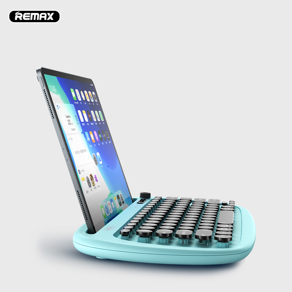 Bàn Phím Không Dây Remax JP-1 tích hợp khe để điện thoại, máy tính bảng kết nối cùng lúc 02 thiết bị Bluetooth và 01 USB 2.4Ghz - HÀNG CHÍNH HÃNG