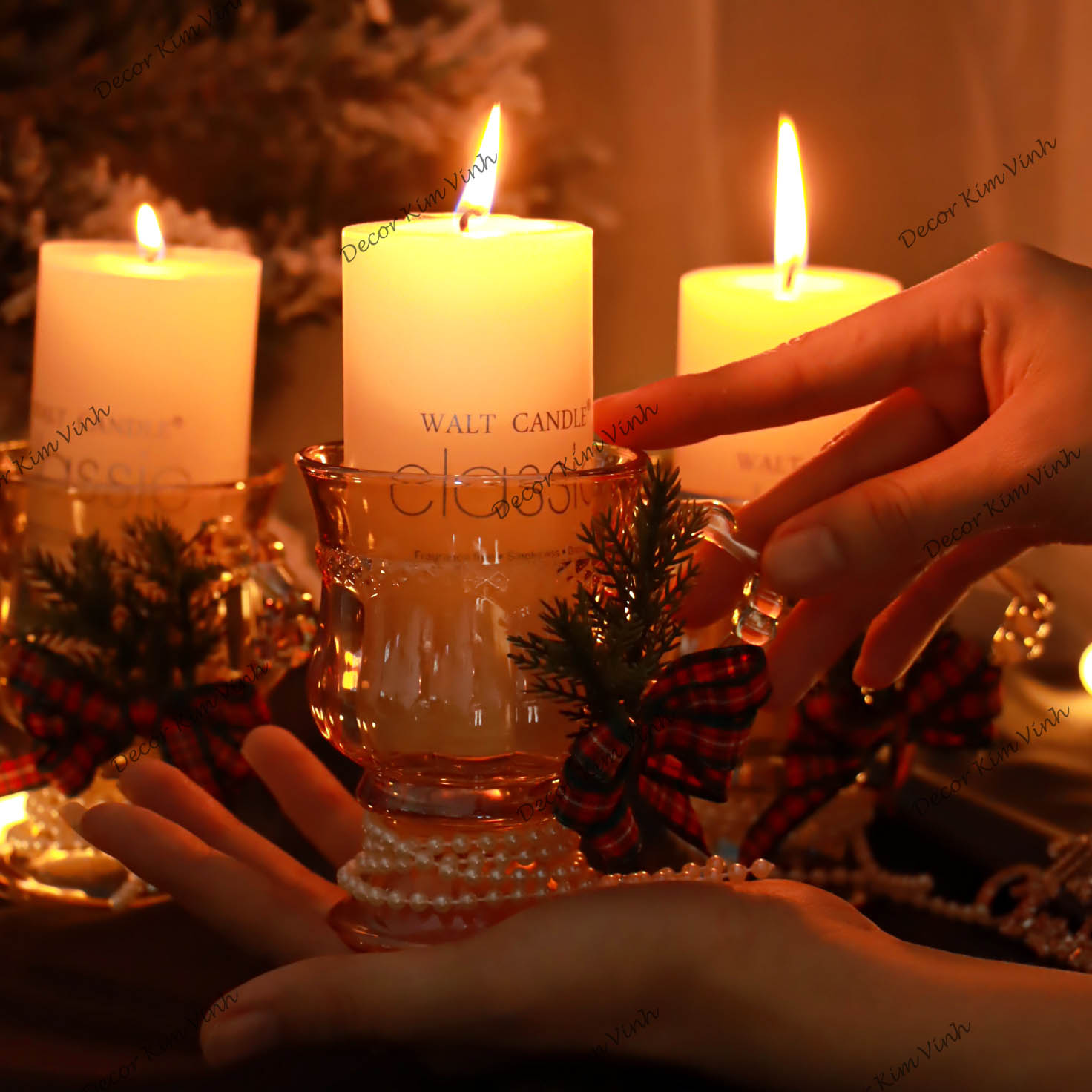 Ly Để Nến Màu Hổ Phách NEN12 Trang Trí Noel Giáng Sinh