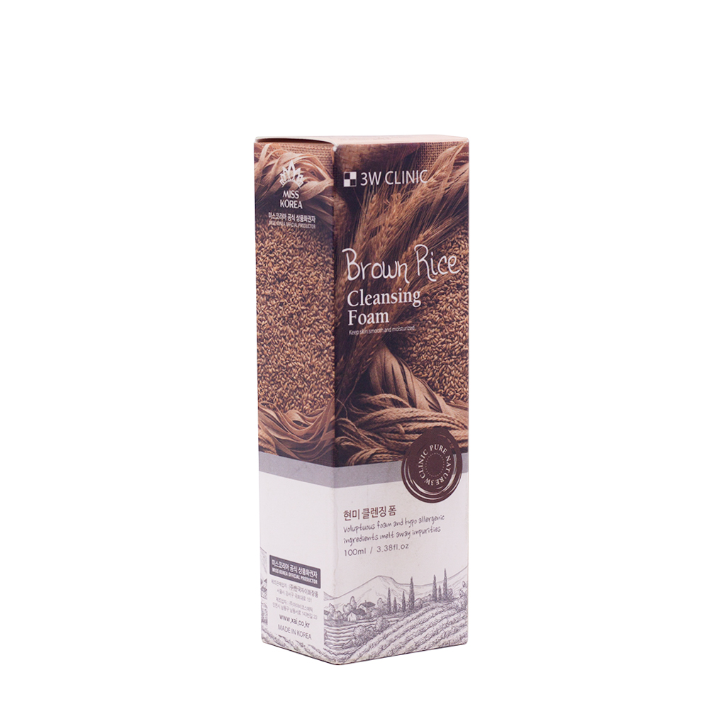 Sữa rửa mặt chiết xuất từ gạo Hàn Quốc cao cấp cho da nhạy cảm 3W Clinic Brown Rice Foam Cleansing  – Hàng chính hãng