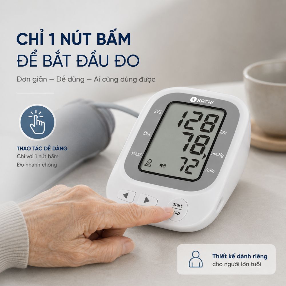 Máy đo huyết áp bắp tay Kachi JN-163B có trợ lý đọc kết quả tiếng Việt hỗ trợ người cao tuổi mắt kém - Hàng chính hãng