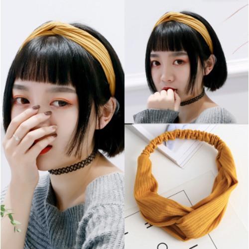 Băng đô turban cài tóc nữ màu vải thun TB03