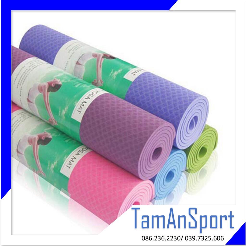 Thảm tập YOGA định tuyến, chống trượt thấm hút mồ hôi 6 ly 2 lớp TPE cao cấp ( tặng túi )