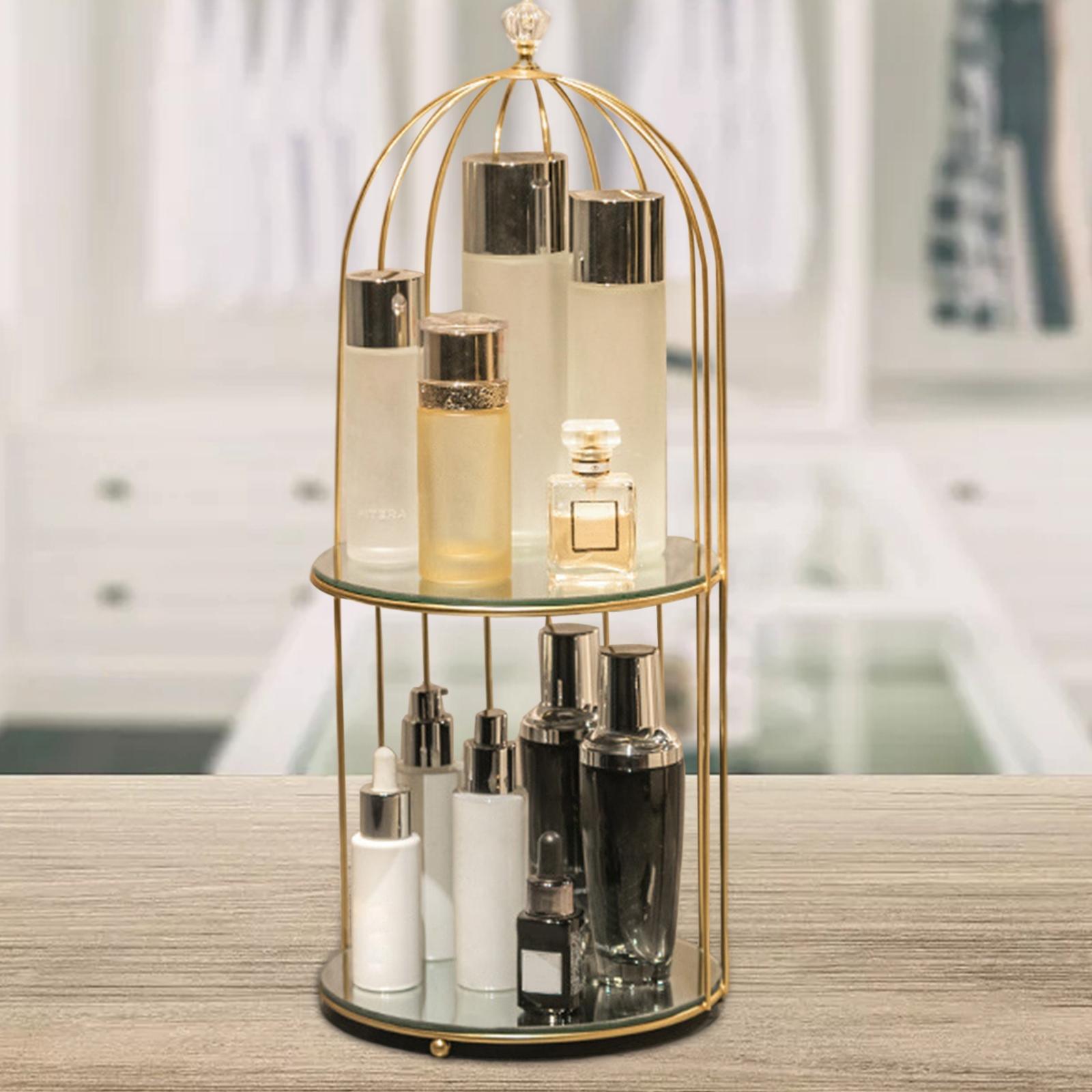 Bird Cage Makeup Organizer Bathroom Storage Rack Counter Vanity Tray Shelf