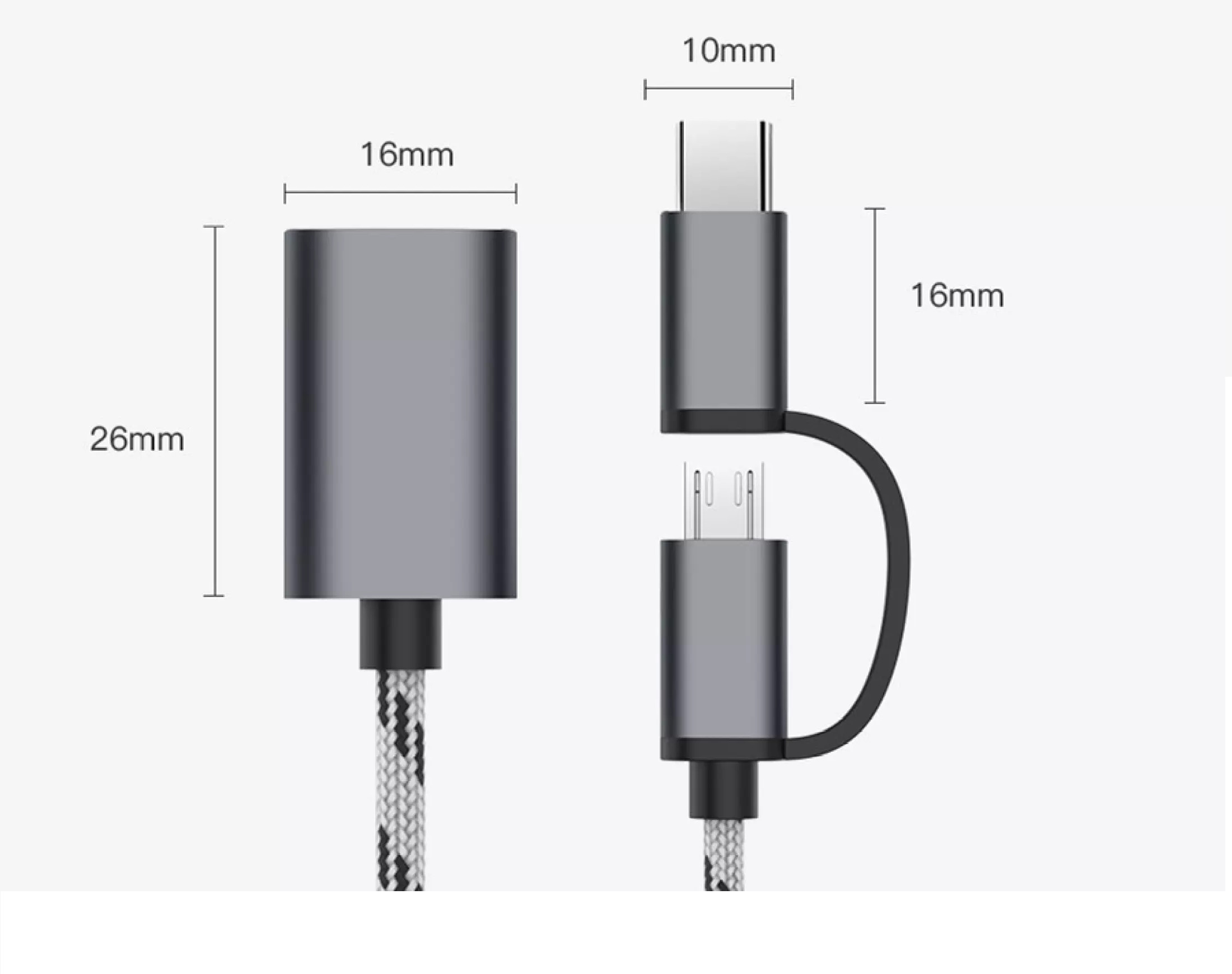 Đầu Chuyển Đổi USB 3.0 OTG 2 Trong 1 Bộ Chuyển Đổi Dữ Liệu Nhanh Kết Nối Chuột Bàn Phím Chơi Game Cáp Micro USB và Type C cho Huawei, MacBook, Samsung Dây Dù Siêu Bền Tặng kèm que chọc sim