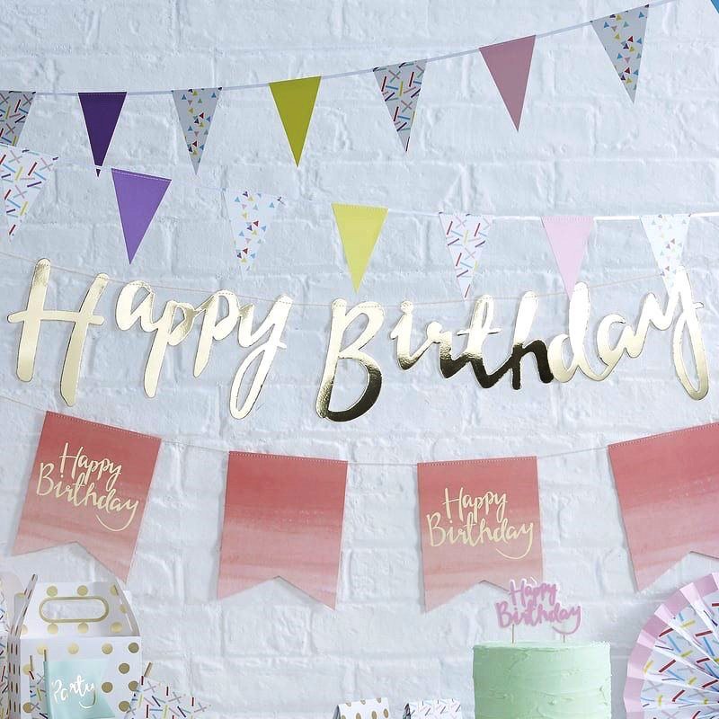 Dây chữ Happy Birthday trang trí sinh nhật màu ánh kim