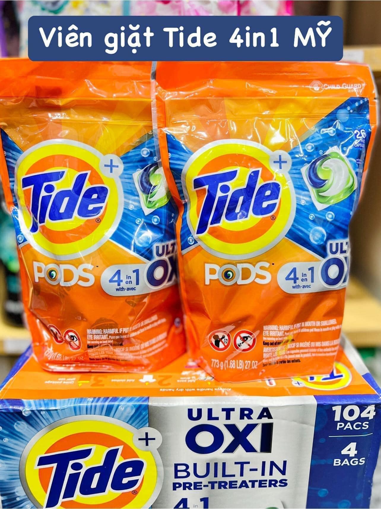 Viên giặt Tide Ultra Oxi thế hệ mới 4 in 1 - ( 1 túi-26 viên )