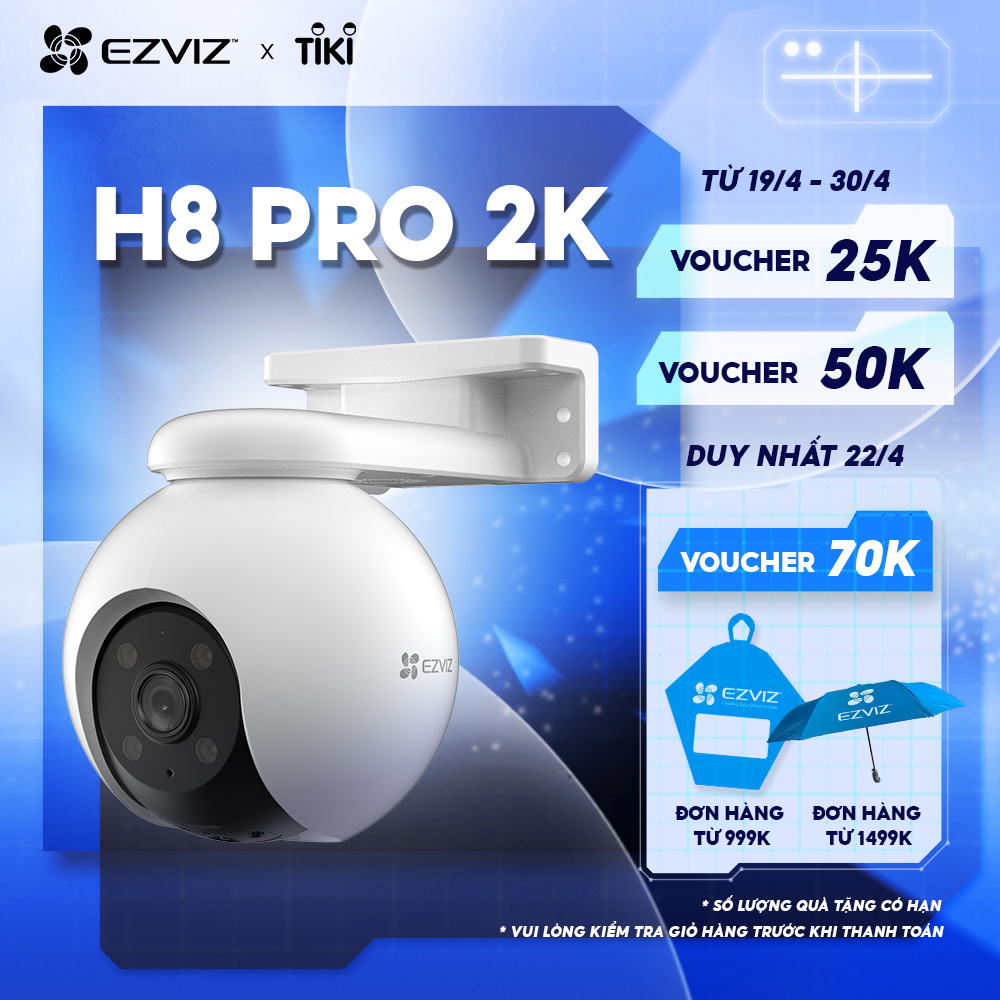 Camera Wi-fi EZVIZ H8 PRO 2K &amp; 3K, Quay Quét 360 Độ Ngoài Trời, Ghi Hình Màu Ban Đêm, Đàm Thoại 2 Chiều - Hàng Chính Hãng