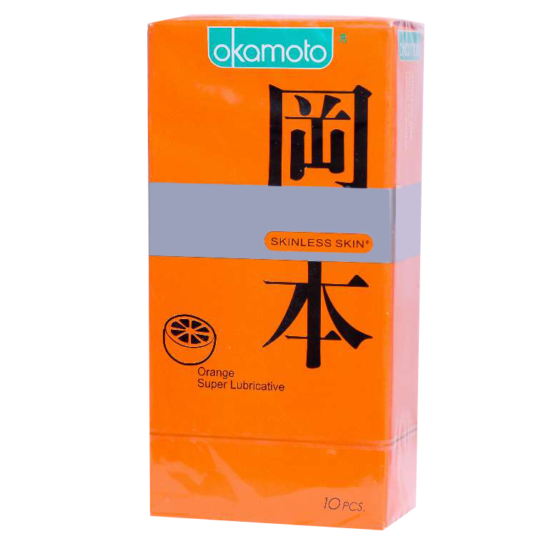 Bao Cao Su Okamoto Skinless Skin Orange Lubricated (Hộp 10 Gói)