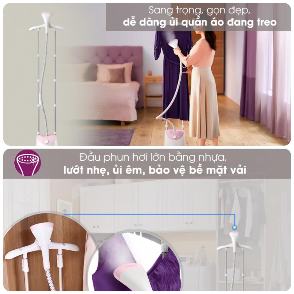 Bàn Ủi Hơi Nước Đứng Philips GC485/49, Tặng Kèm Tấm Ủi, 1800W-1.4Lit, Hàng Chính Hãng