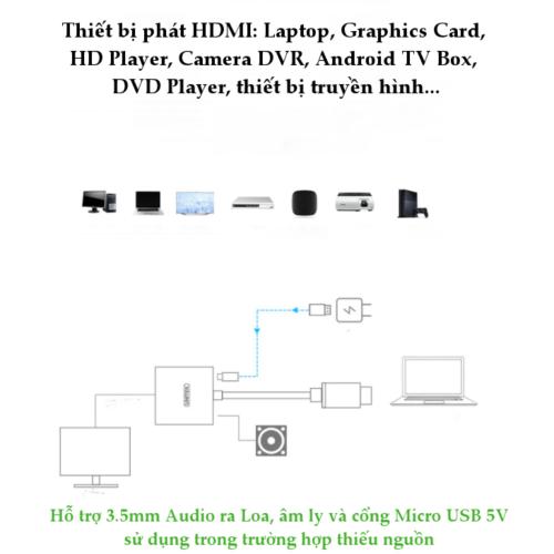 Cáp HDMI To VGA UNITEK Có Audio - Hàng Nhập Khẩu