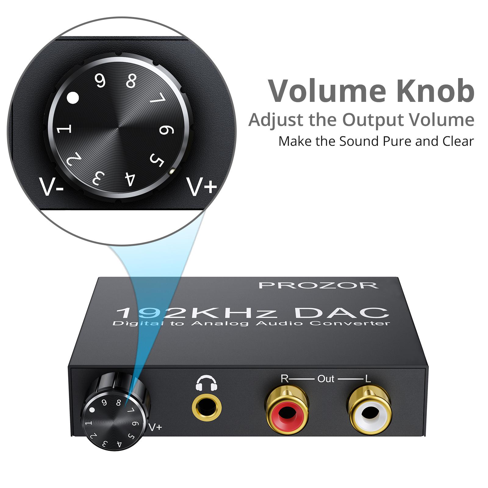 PROZOR 192KHz Bộ Chuyển Đổi Âm Thanh Kỹ Thuật Số Sang Analog Có Thể Điều Chỉnh Âm Lượng Kỹ Thuật Số DAC Bộ Chuyển Đổi Quang Học Sang RCA Jack 3.5Mm Với Cáp USB