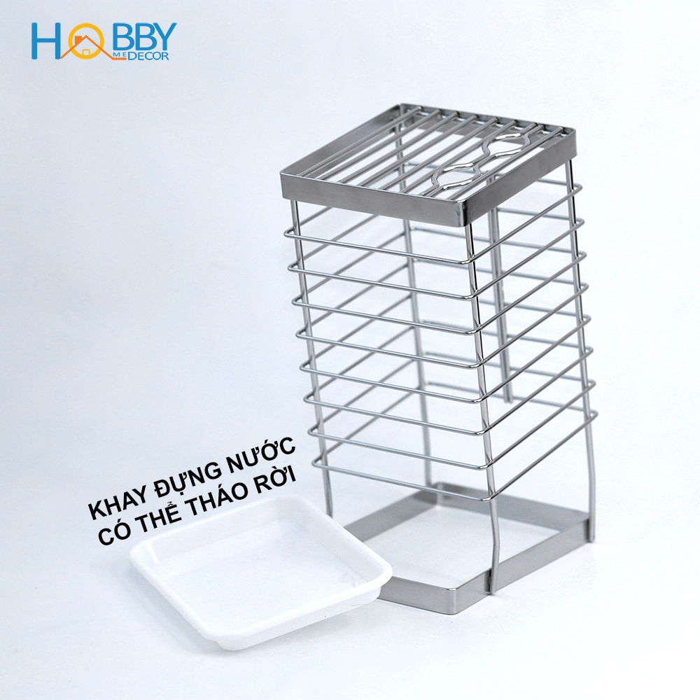 Kệ để dao kéo nhà bếp inox 304 có khay nhựa hứng nước Hobby Home Decor DD25 không rỉ sét