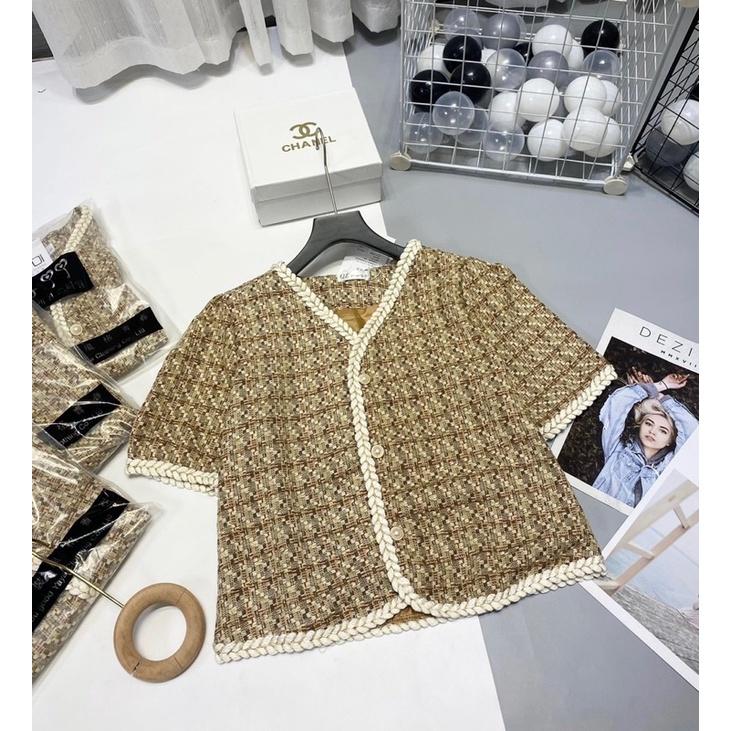 Áo Dạ Tweed Tay Cộc Viền Thừng, Áo Dạ Dáng Ngắn Siêu Xinh Có Ảnh Thật Kèm Video