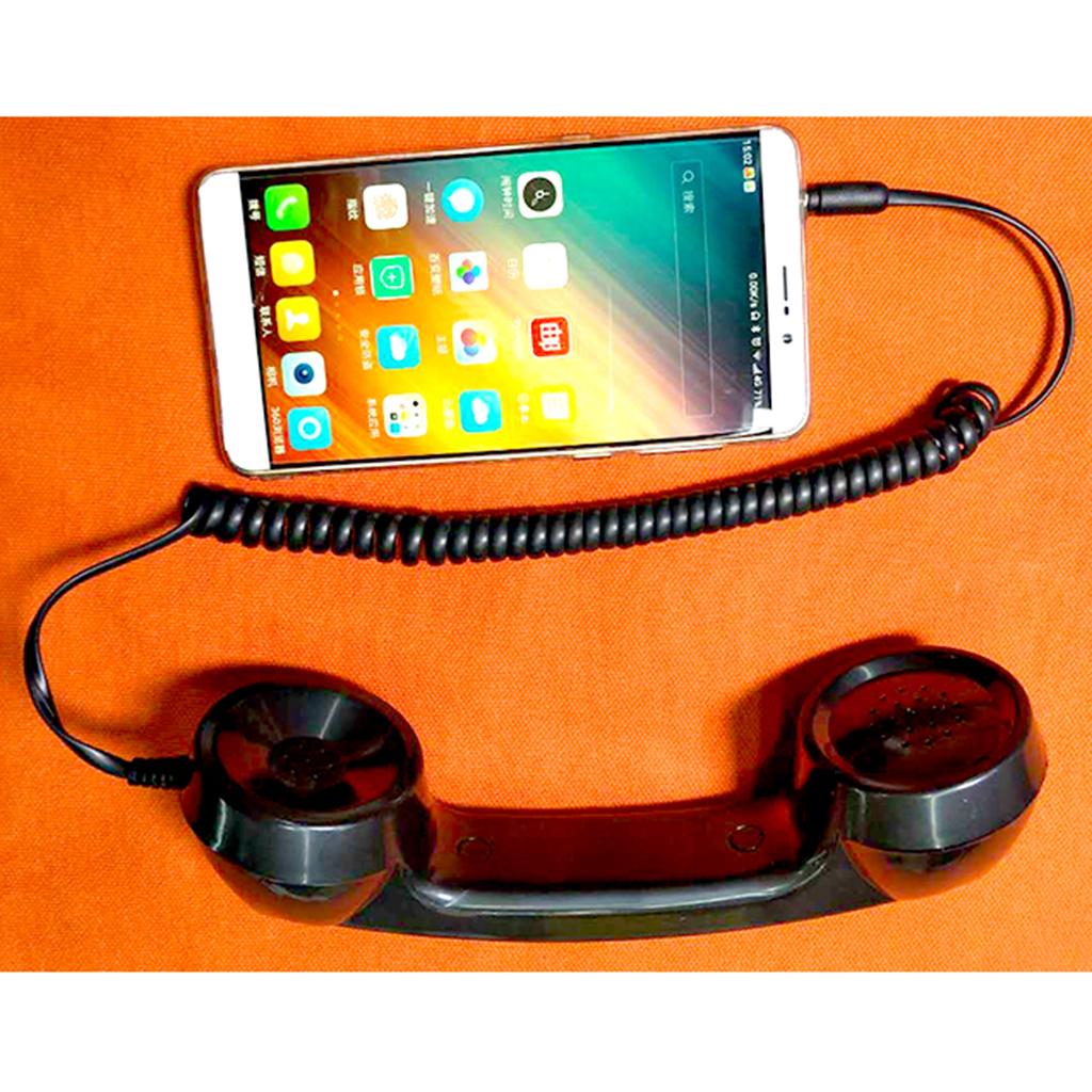 2x3.5 Mm Microphone Retro Mobile Phone Handset Telephone Classic Receiver Black