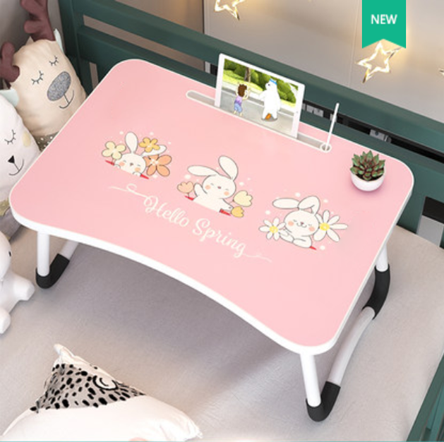 Bàn Học Gấp Gọn Có Khe Để Điện Thoại, Máy Tính Bảng, Khay Để Ly - Hàng Loại 1 (Giao ngẫu nhiên)