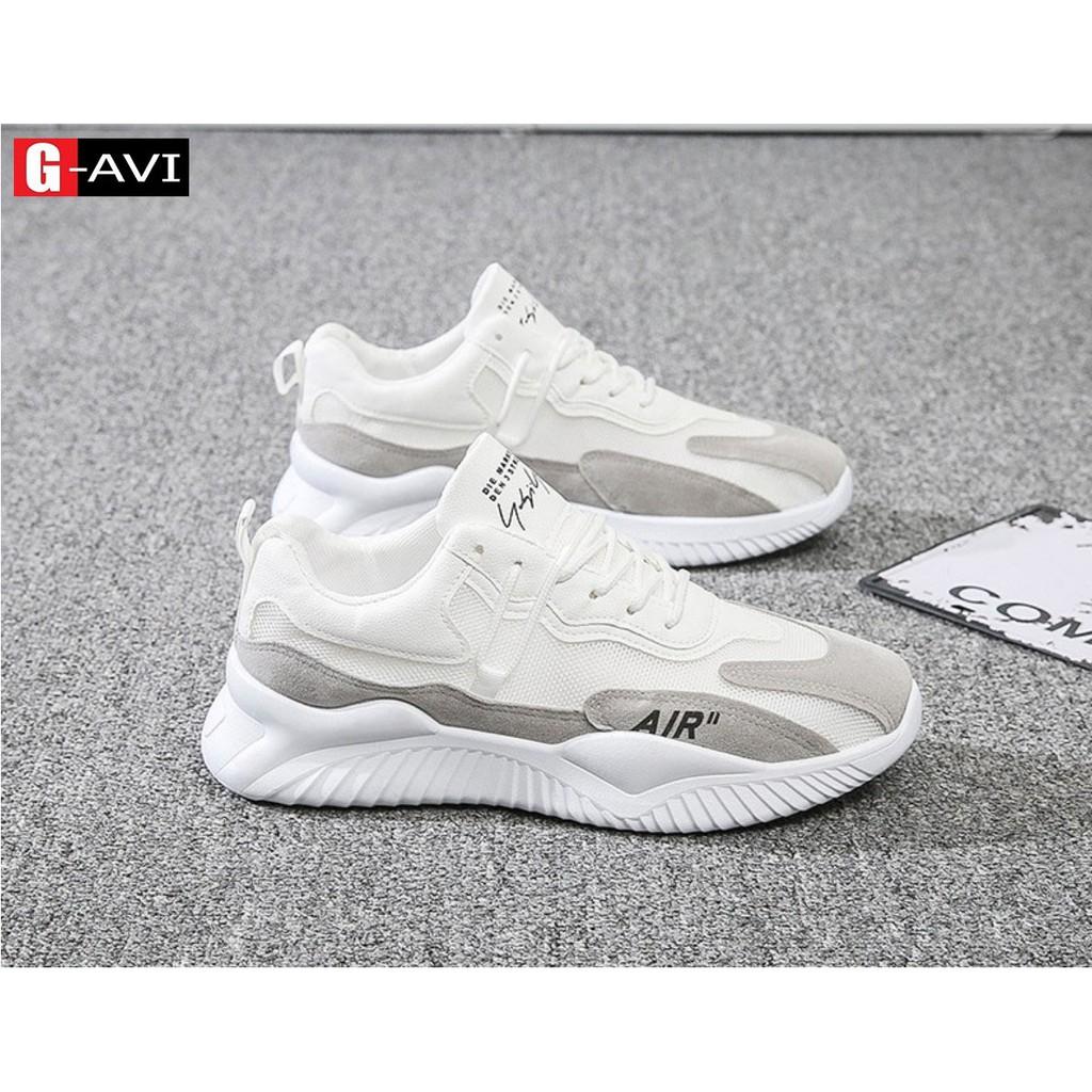 Giày sneaker thể thao vải lưới phối da, đế thông hơi thoáng mát, khử mùi đi cực êm chân AVi 395