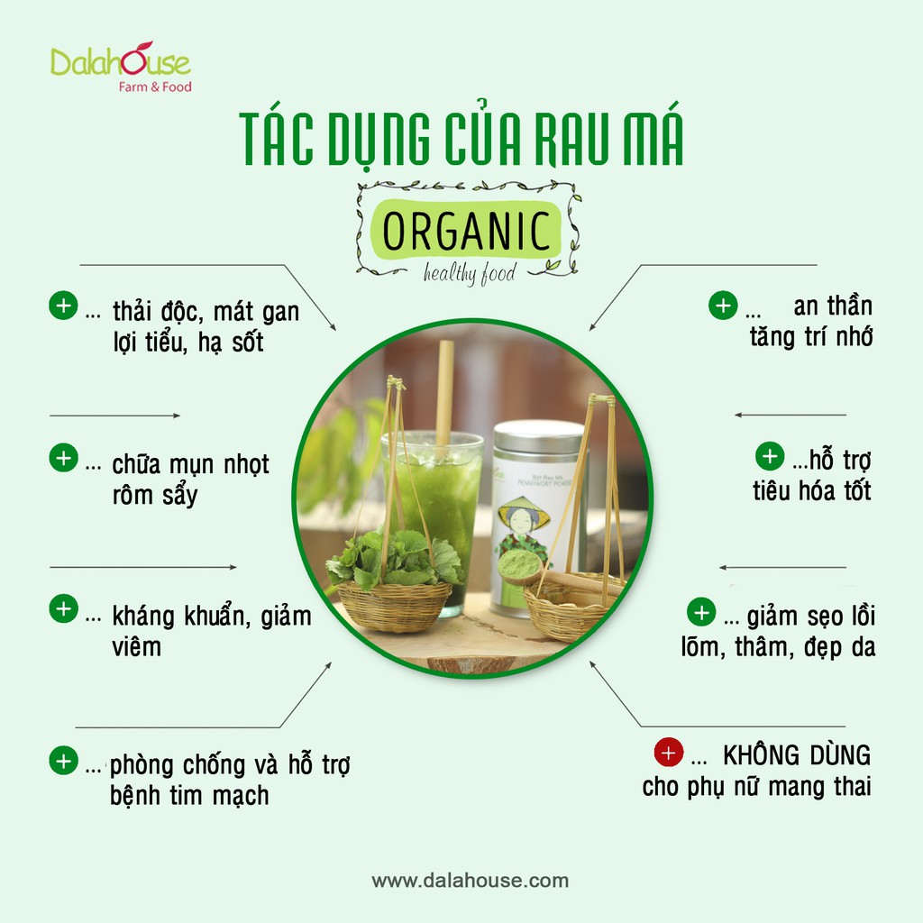 Bột Rau Má Dalahouse Hộp 60g Nguyên chất sấy lạnh - Mát gan giải độc