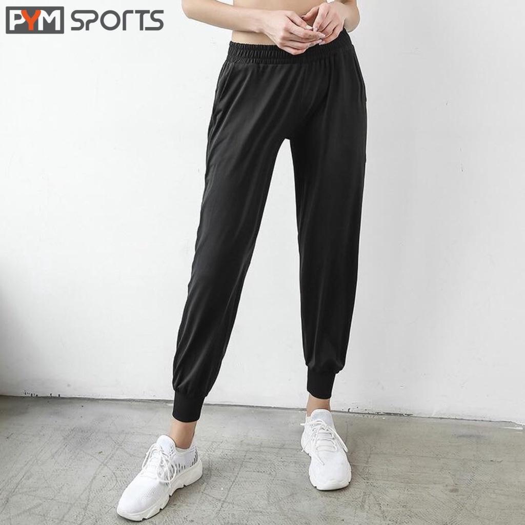 Quần Jogger tập gym, yoga nữ PYM SPORT - PYMJ006, chất liệu co giãn 4 chiều - 3 màu đen, hồng, xanh