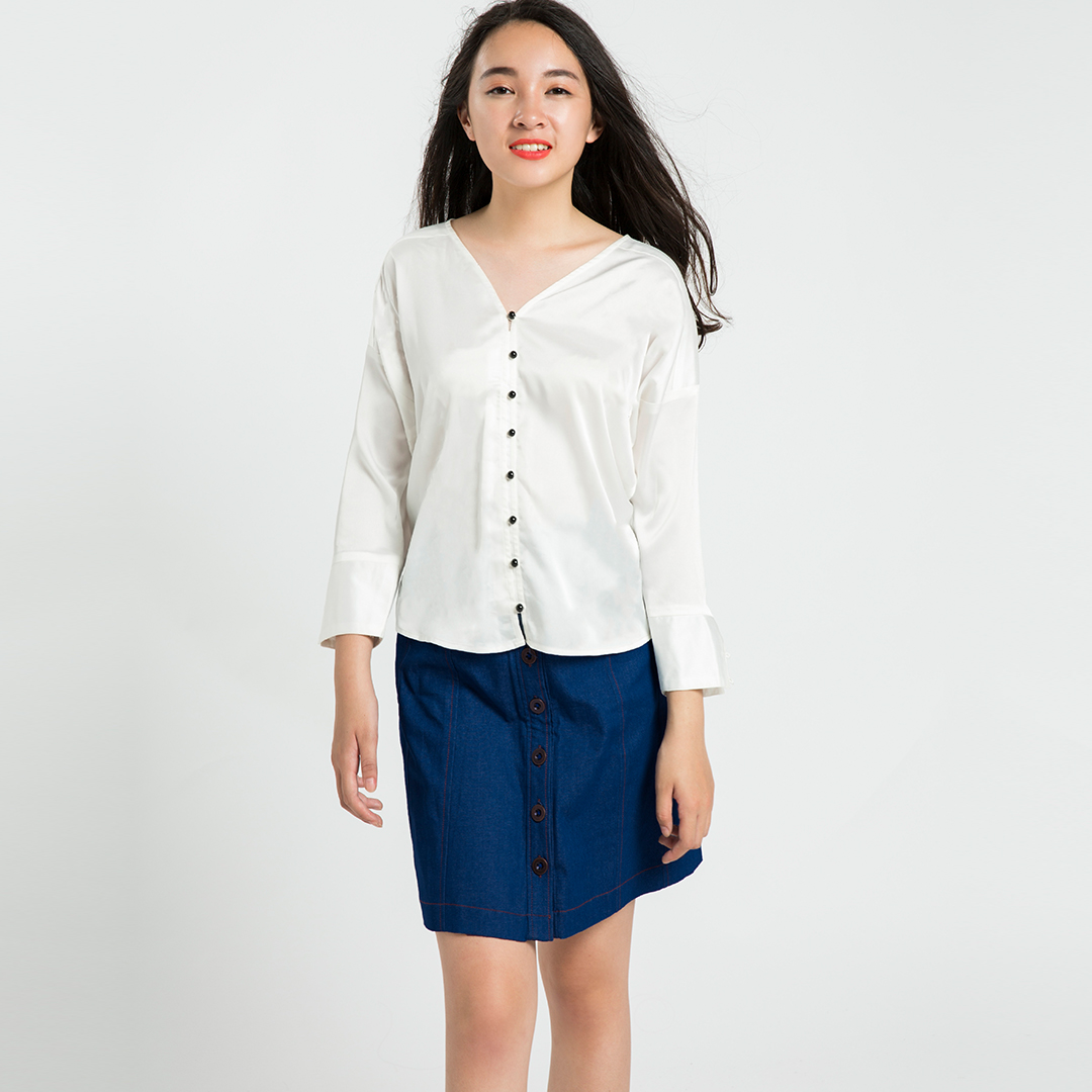 Áo Sơmi Satin Hity TOP078 (Trắng Kim Cương)