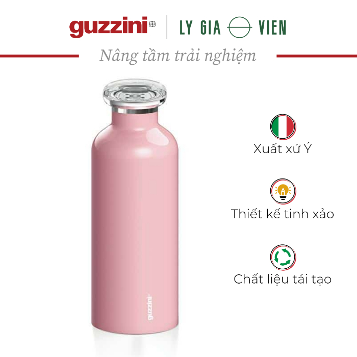 Bình Giữ Nhiệt Du Lịch Guzzini Thermal Travel Bottle On The Go 500cc - Thép Không Gỉ - Ngăn Không Khí, Chống Rò Rỉ, Chống Nhỏ Giọt - Dễ Dàng Đổ Đầy Thức Uống