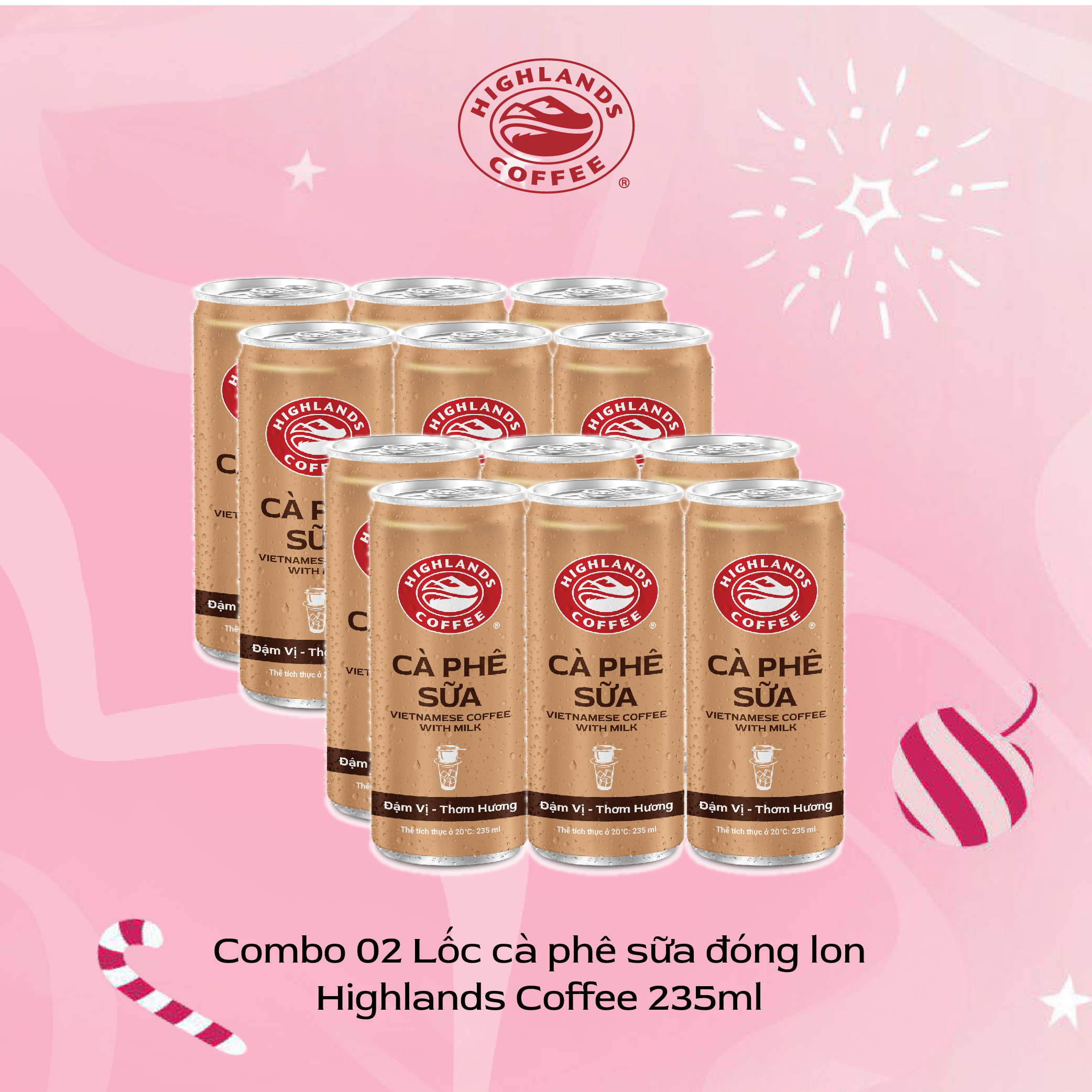 Combo 2 Lốc 6 Lon Cà Phê Sữa Highlands Coffee (235ml/Lon) 