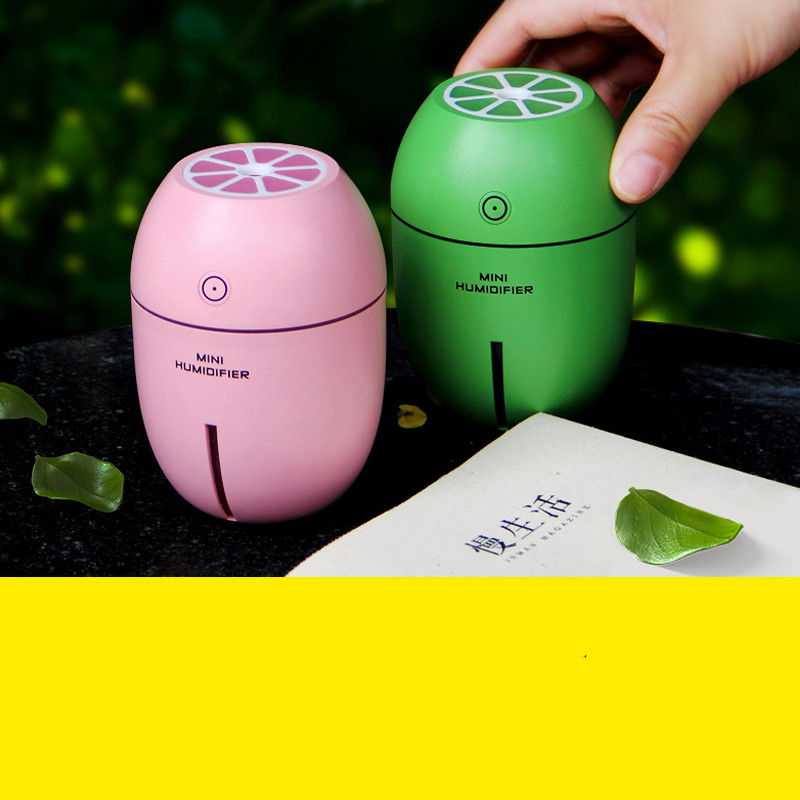 Máy phun sương tạo ẩm mini Humidifier hình trái chanh kiêm đèn ngủ - Màu vàng chanh