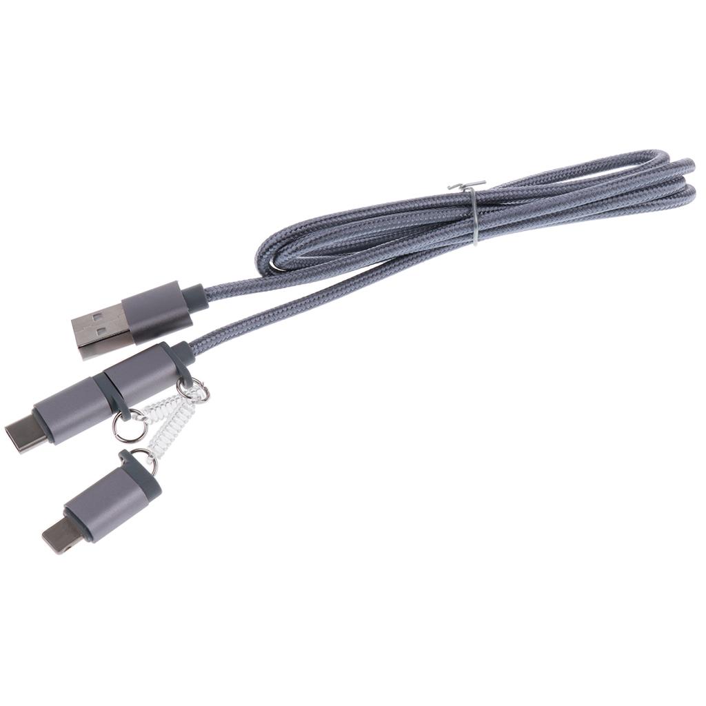 3 In 1 Nylon Cable Micro USB/Type C Sync Charge For All Devices IPhone