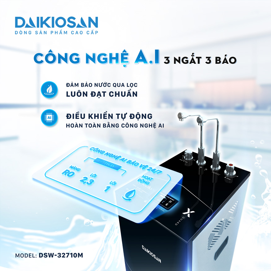 Máy lọc nước X-Guard RO NÓNG NGUỘI LẠNH in 2D Daikiosan DSW-32710M Hàng chính hãng [ Giao hàng, lắp đặt miễn phí tại nhà ]