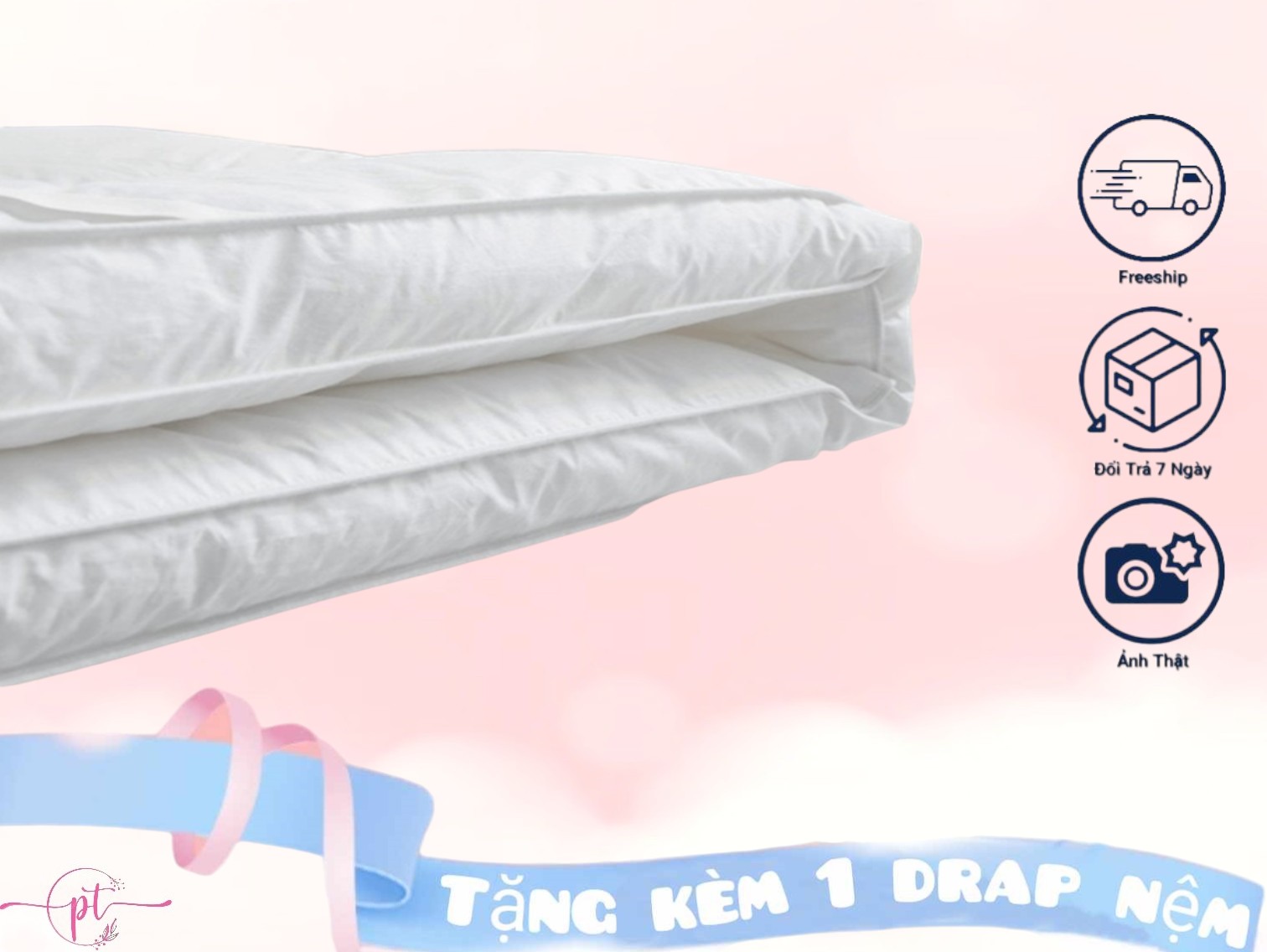 Nệm Topper, Tấm Topper Làm Mềm Nệm Tiêu Chuẩn Khách Sạn Cao Cấp 5 Sao Dày 10cm Tặng Kèm Drap Nệm