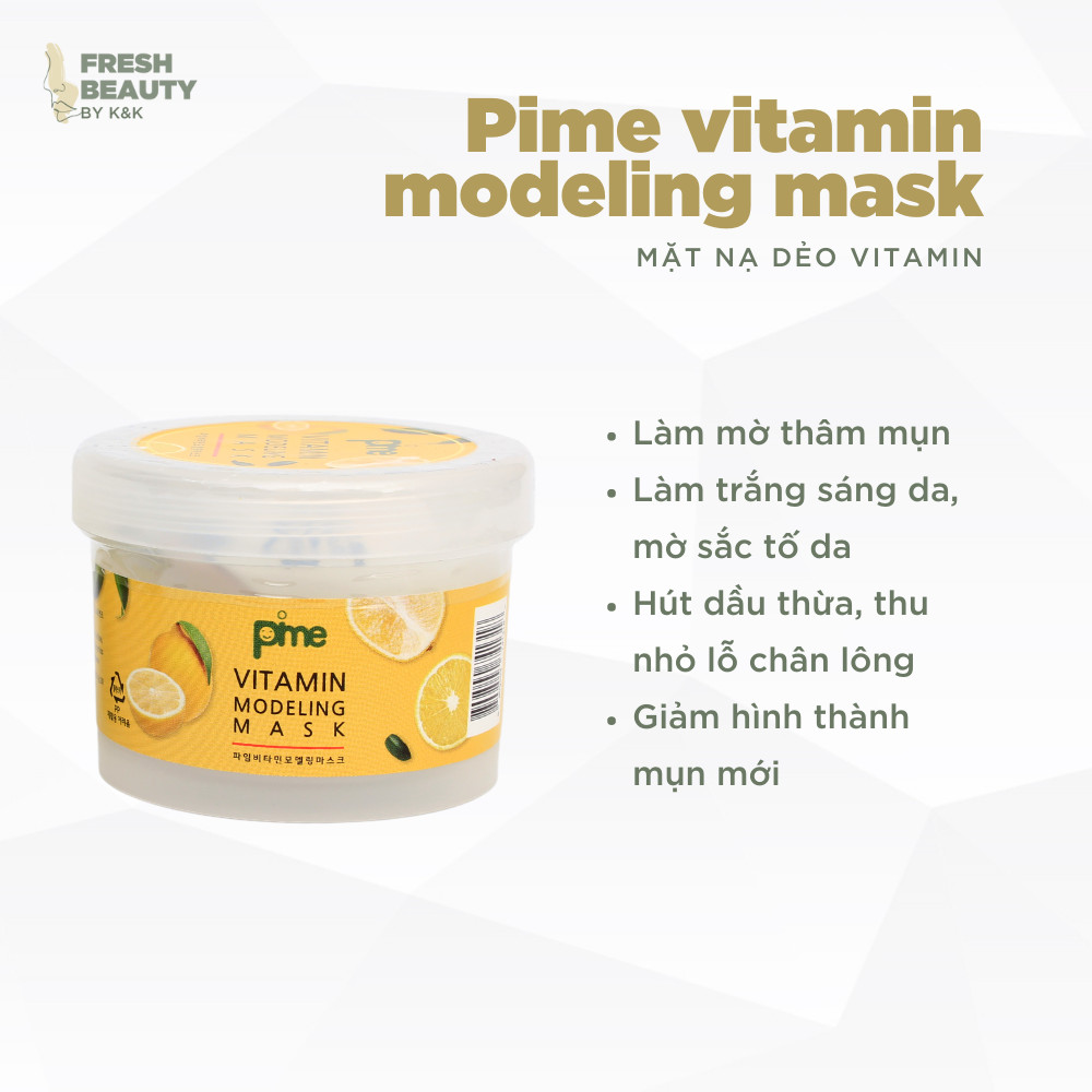 Mặt nạ dẻo Pime Vitamin C Modeling Mask trắng da, giảm nám, làm mờ sắc tố, hạn chế dầu thừa, mụn 25g